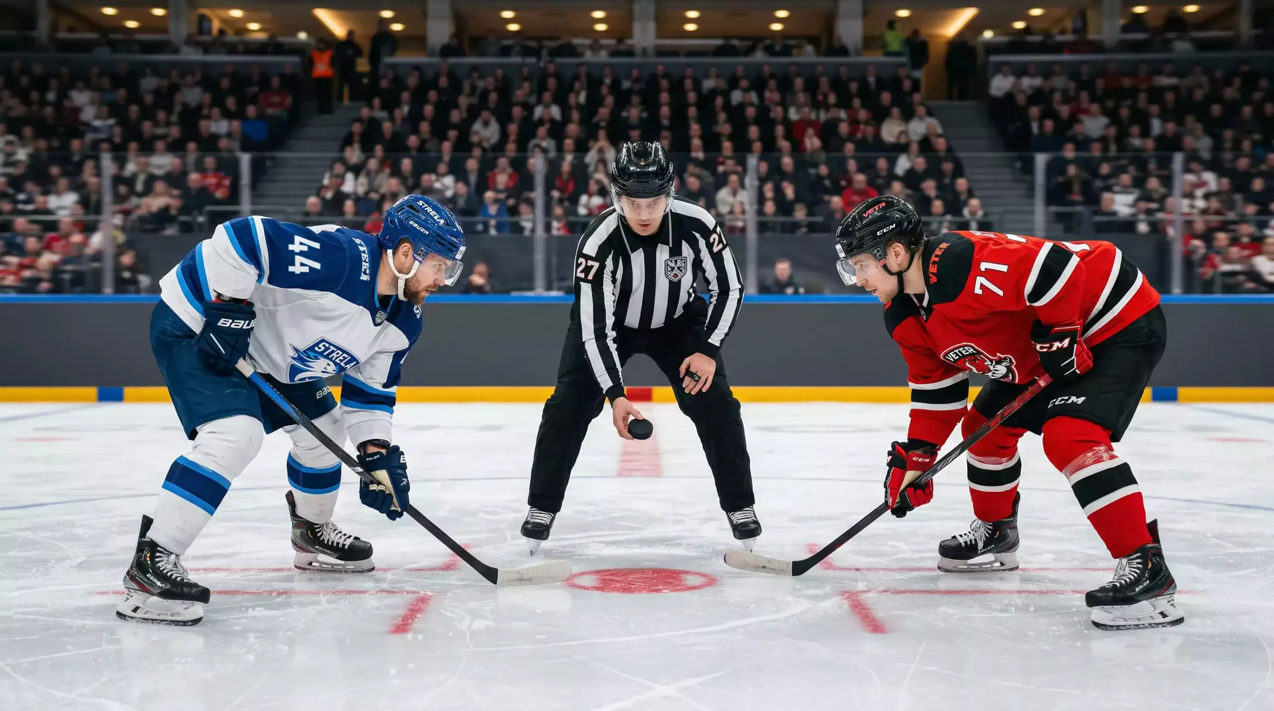 Eishockey Bully-Szene zu Beginn eines Drittels