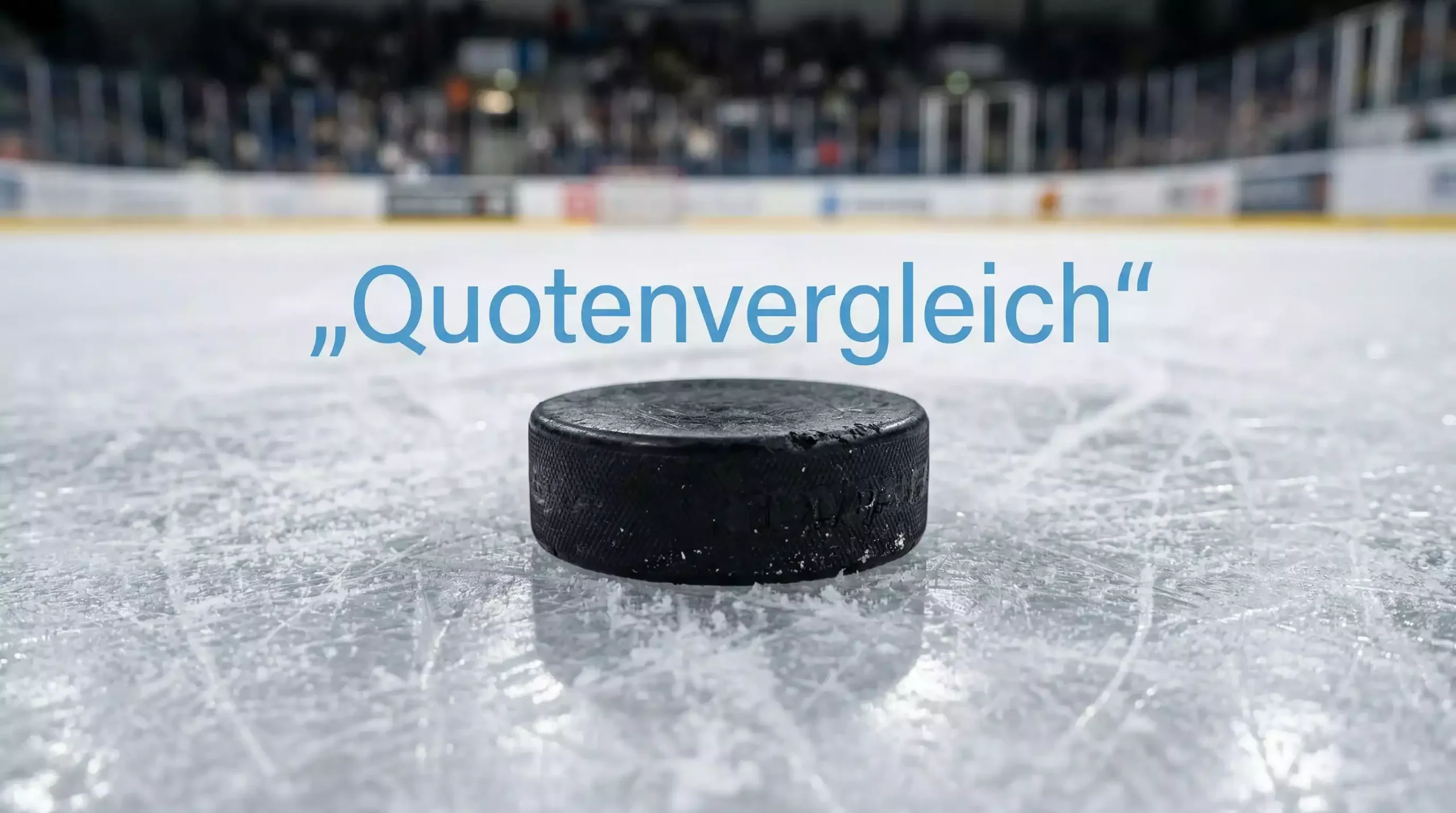 Eishockey Puck auf Eis mit Schriftzug Quoten